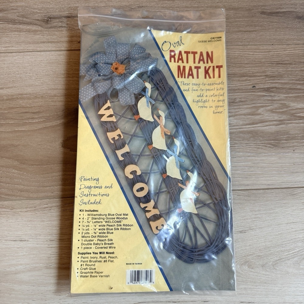 Vintage Welcome Craft Kit‎ Rattan Geese Wall Hanging 1983 NOS Sealed Package
